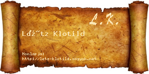 Létz Klotild névjegykártya